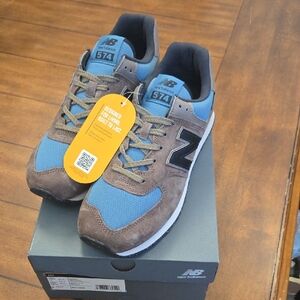 New Balance 574 Blue and Brown Shoes